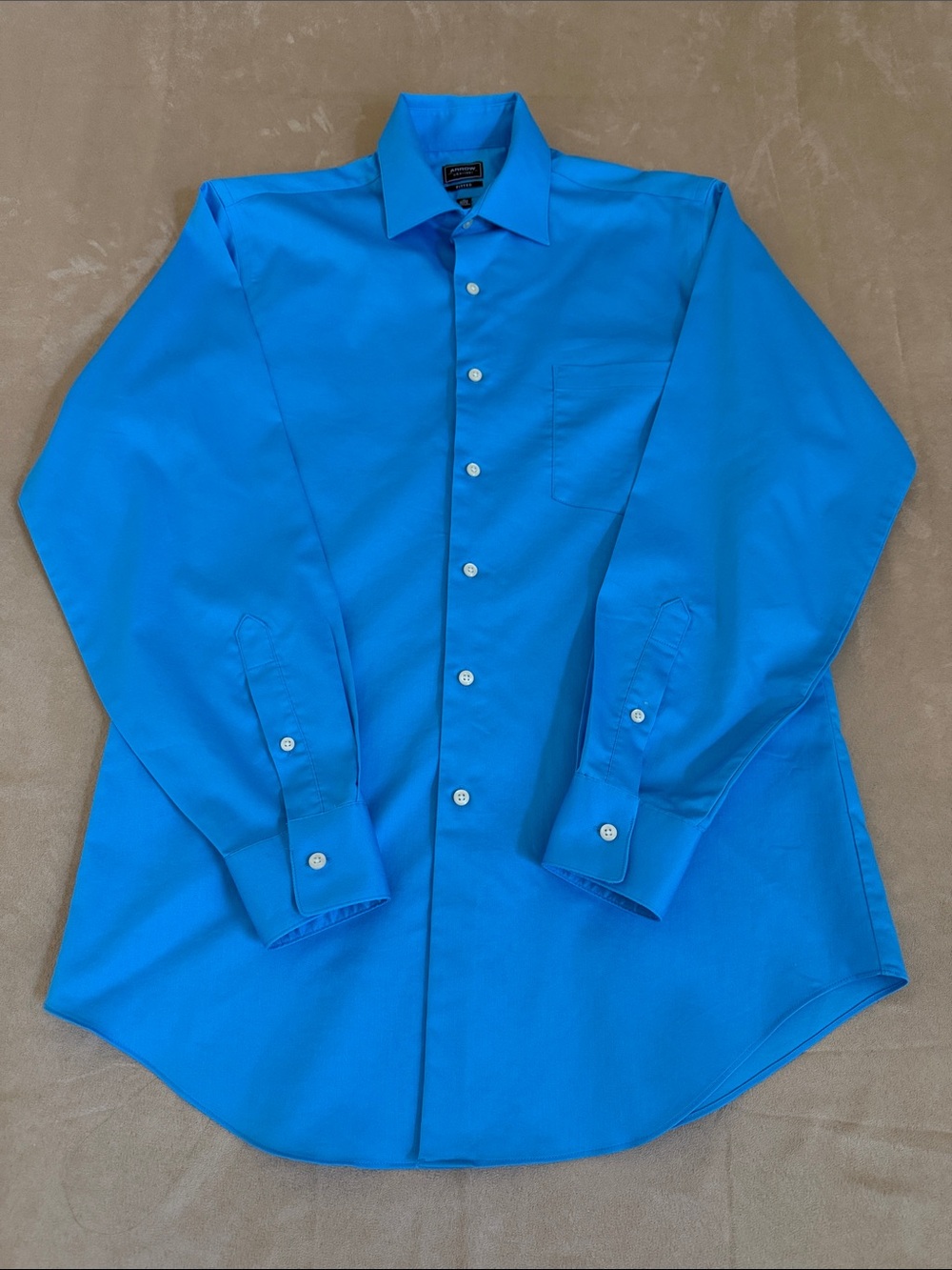 Arrow Men’s Long-Sleeve Dress Shirt in Bright Turquoise Size 15 32/33 - Picture 4 of 9